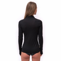 triko funkční SENSOR MERINO WOOL ACTIVE, dlouhý rukáv, stojáček, zip dámské, černá